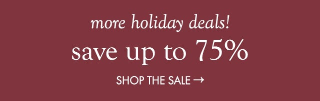 more holiday deals! save up to 75% shop now>