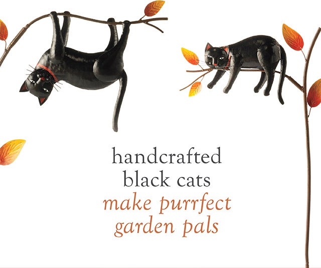 handcrafted black cats make purrfect garden pals 
