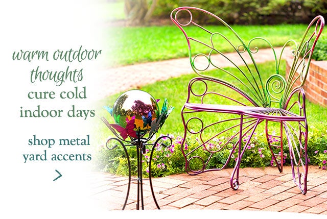 Image of Metal Butterfly Chair, Butterfly Gazing Ball Stand. Warm outdoor thoughts cure cold indoor days - Shop metal yard accents