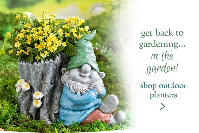 Image of Gnome and Stump Planter. get back to gardening… in the garden! Shop outdoor planters