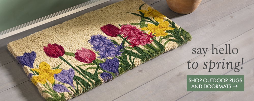 Image of Spring coir mat. say hello to spring SHOP OUTDOOR EUGS AND DOORMATS