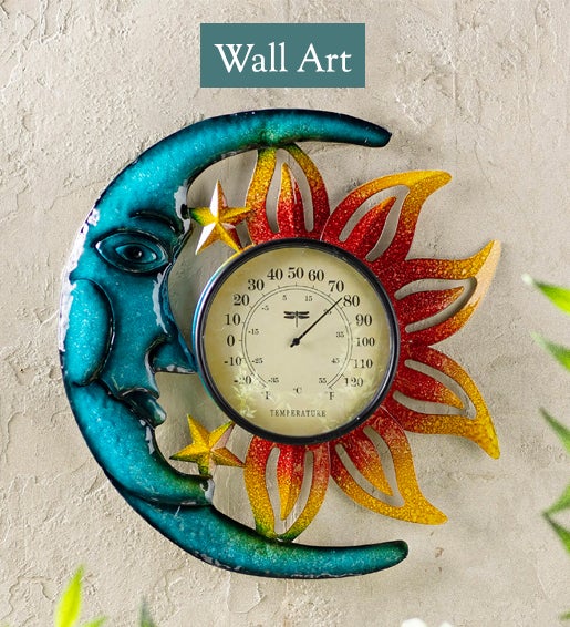 Image of Moon and Sun Analog Wall Thermometer. WALL ART