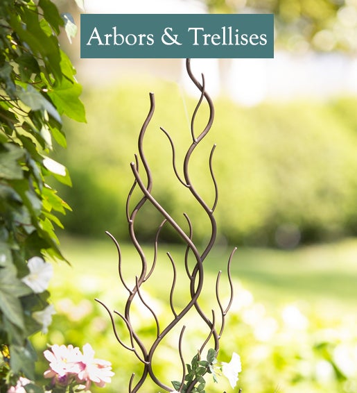 Image of Abstract Branches Metal Garden Trellis with Three-Pronged Stake ARBORS & Trellises