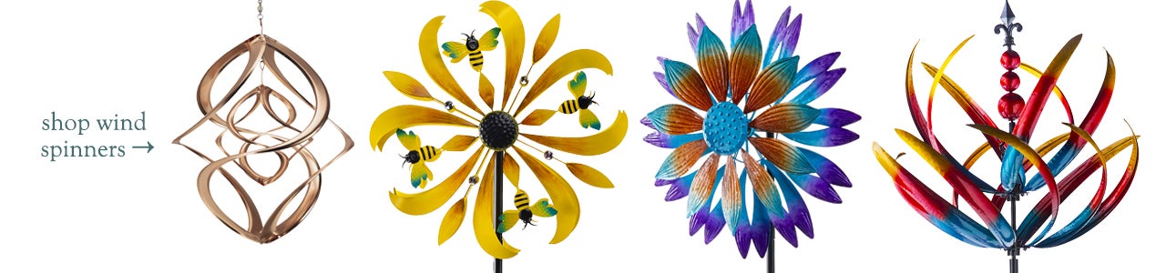 image of assorted wind spinner tops. shop wind spinners