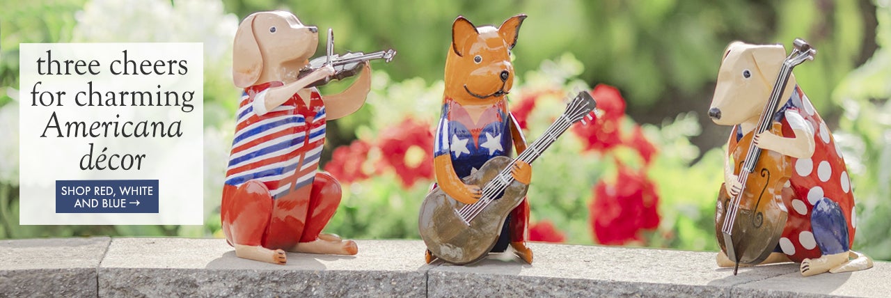 Image of Patriotic Dog Band - three cheers for charming Americana decor. SHOP RED, WHITE AND BLUE