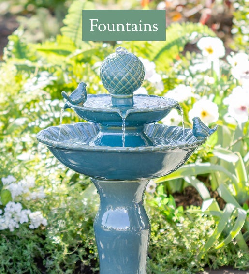 Image of Three-Tiered Ceramic Fountain. Fountains