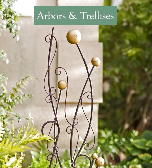 Image of Gold and Brown Abstract Metal Trellis. Arbors & Trellises